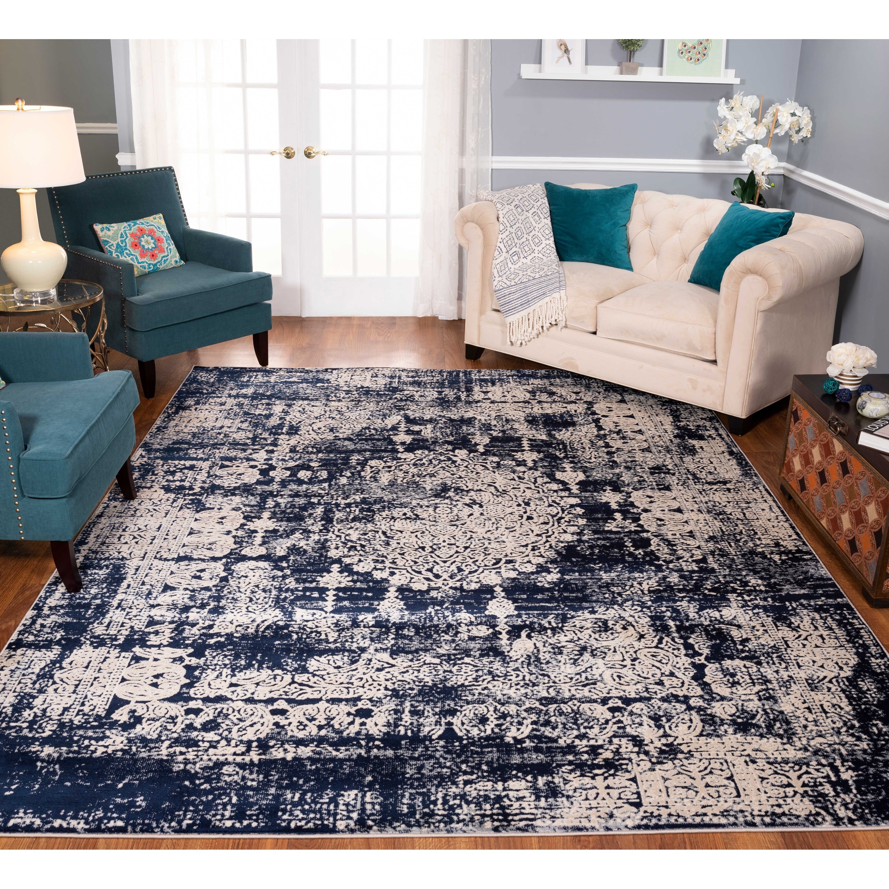 Shop Strick Bolton Morrow Navy Beige Area Rug Overstock