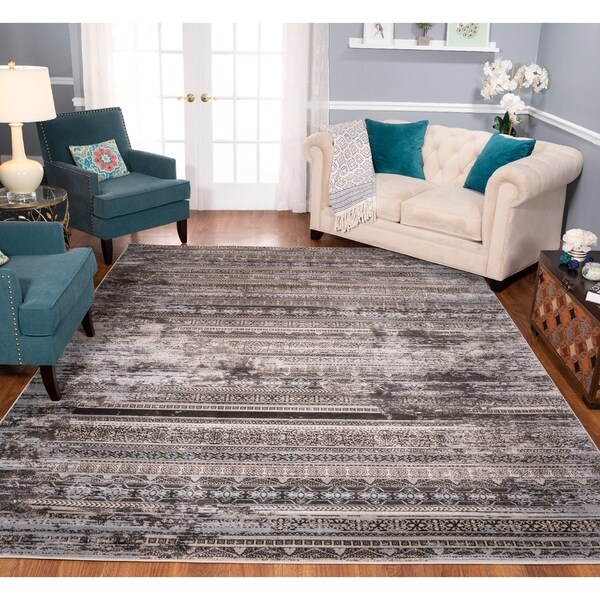 Strick & Bolton Mardones Charcoal/ Beige Area Rug