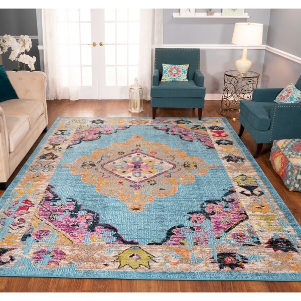 The Curated Nomad Rincon Distressed Floral Medallion Rug