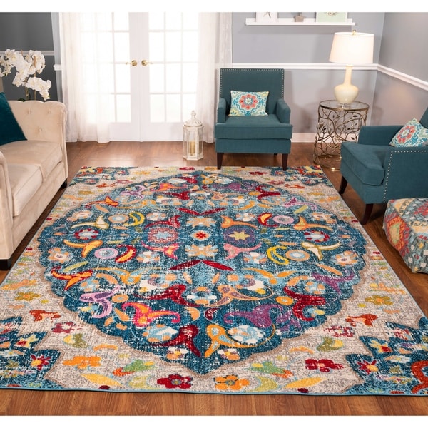 The Curated Nomad Rincon Distressed Multicolor Floral Rug