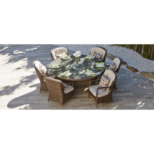 slide 2 of 16, 7-piece Outdoor Dining Set Round Table with Chairs by Moda Furnishings
