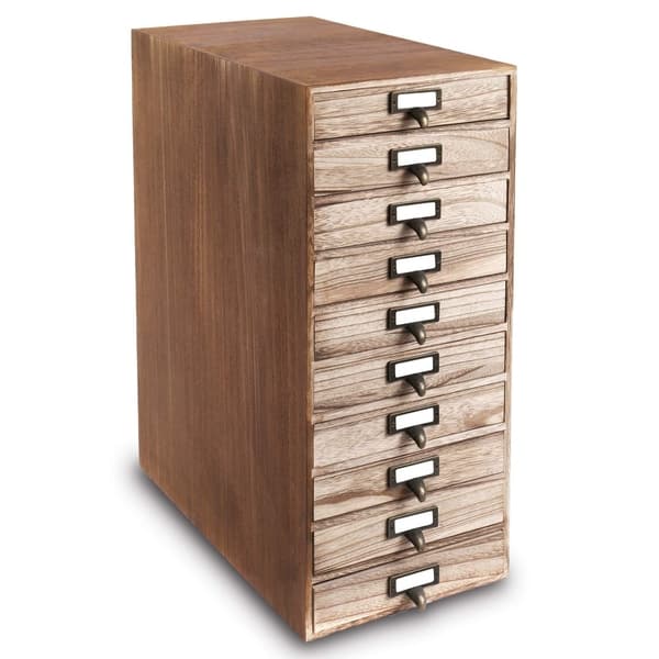 Shop 10 Drawers Wood Storage Cabinet With Metal Label Holders Overstock 27188056