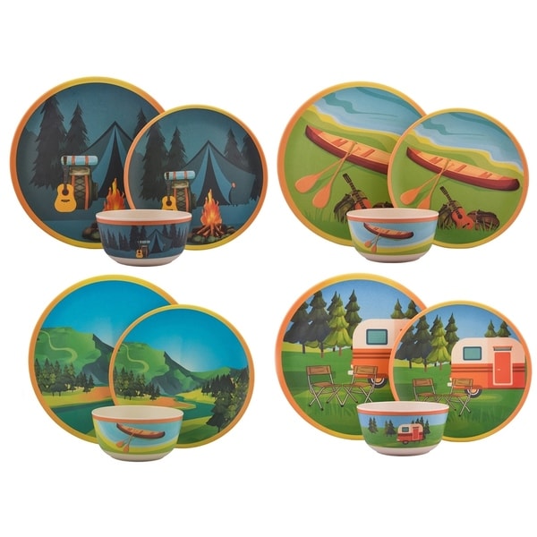 Melange 12-Pcs Bamboo Dinnerware Set(Campers Paradise),