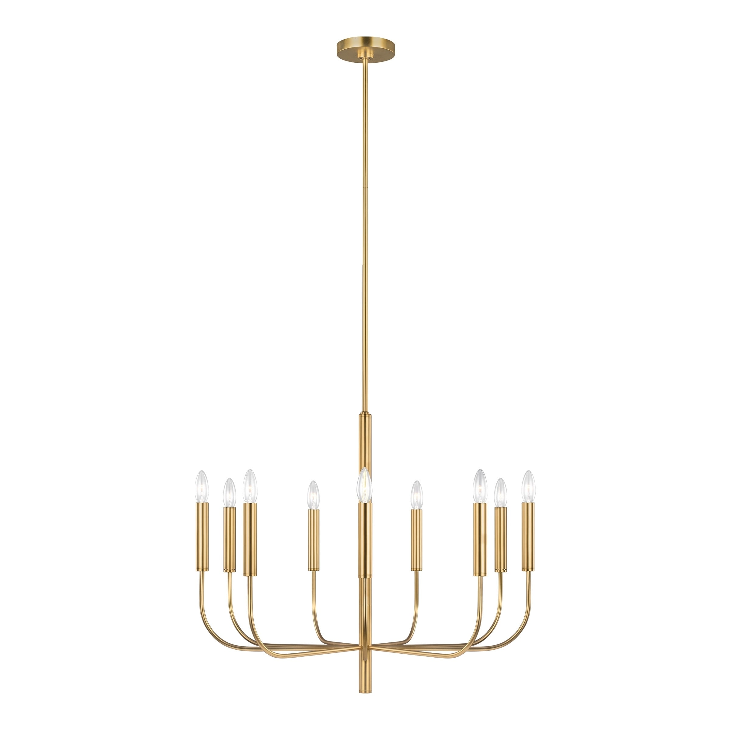 Brianna Steel 9-light Chandelier with Hang-straight Canopy (Yellow - Brass - Burnished) - Chandeliers For Bedrooms by Overstock.com
