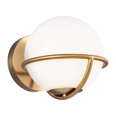 Apollo White Opal Etched Glass Shade 1-light Wall Sconce