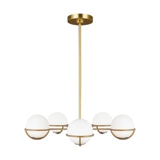 Apollo Steel 5-light Chandelier with Globe Shades (Yellow - Brass - Burnished) - Chandeliers For Bedrooms by Overstock.com