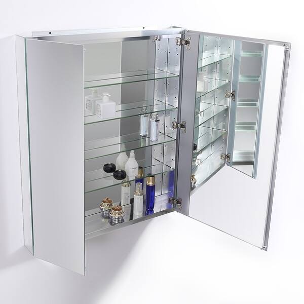 Shop Fresca 30 Wide X 36 Tall Bathroom Medicine Cabinet W Mirrors Overstock 27190333