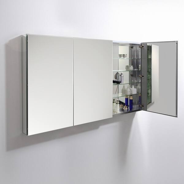 Shop Fresca 60 Wide X 36 Tall Bathroom Medicine Cabinet W Mirrors Overstock 27190347