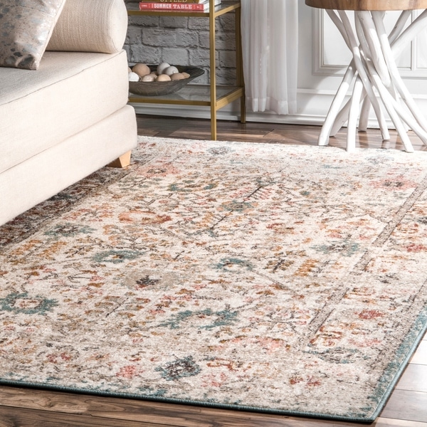 Porch & Den Bonsallo Faded Botanical Border Area Rug