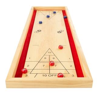 Tabletop Shuffleboard Game - Portable Compact Desktop Pinewood Competition Board Game for Kids and Adults by Hey! Play!