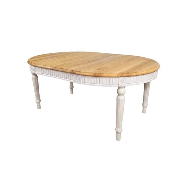 BALI Solid Wood Oval Dining Table - Natural Oak/White - Overstock