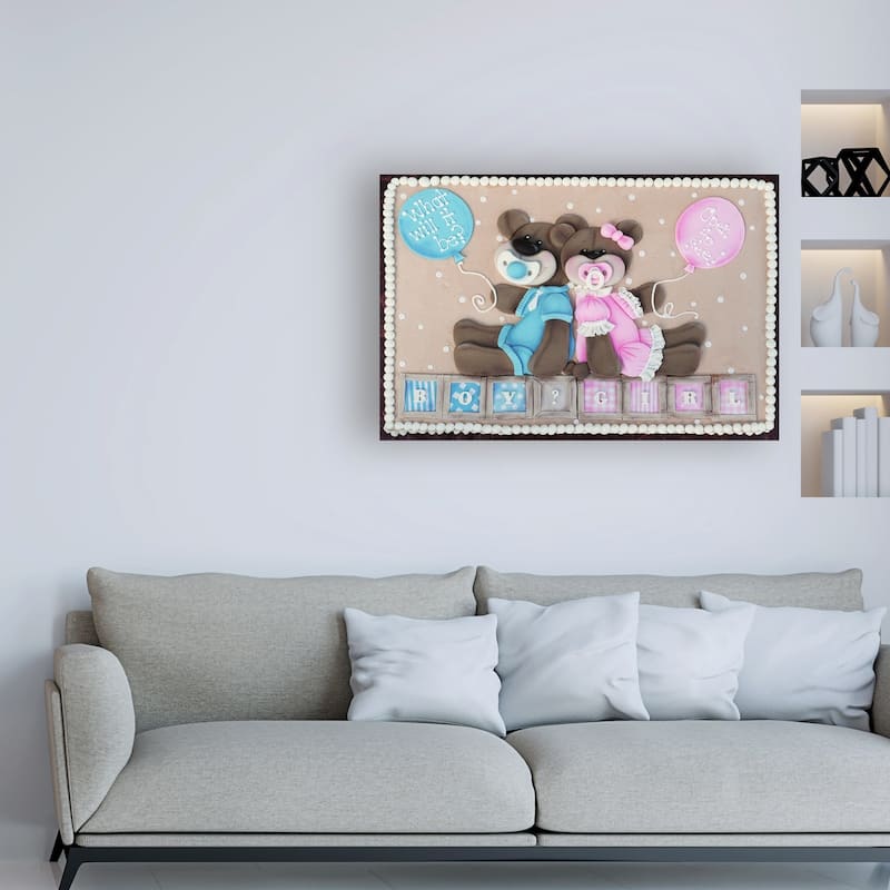 Sugar High 'bear Boy Girl Gender Reveal' Canvas Art - Bed Bath & Beyond 