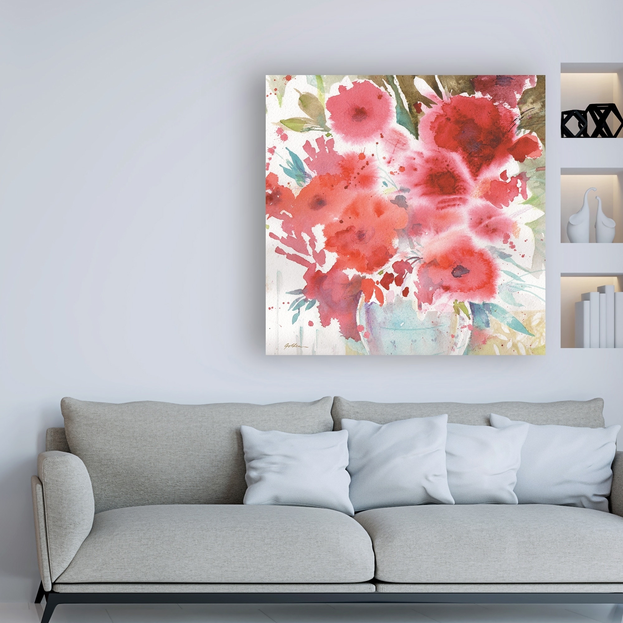 14x14 Trademark Fine Art Symphony of Red 2 by Sheila Golden
