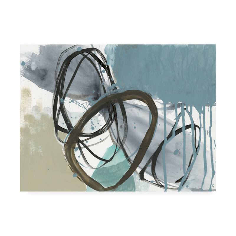 Jennifer Goldberger 'Umber and Black on Blue I' Canvas Art