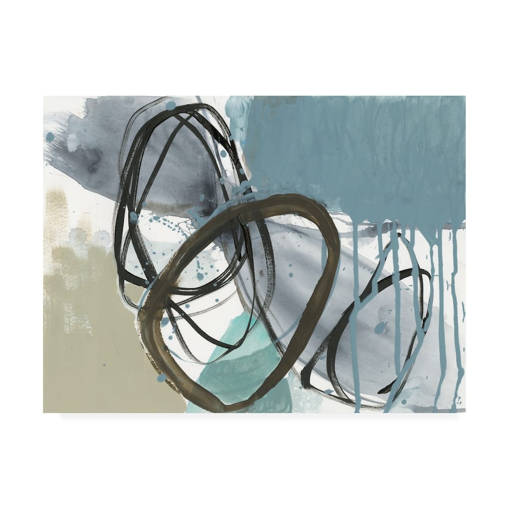 Jennifer Goldberger 'Umber and Black on Blue I' Canvas Art