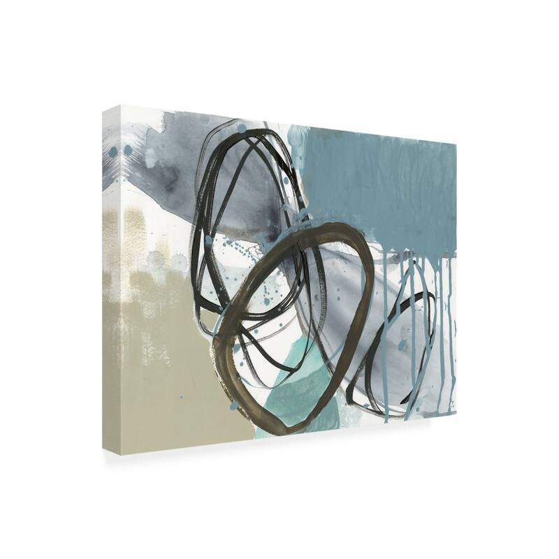 Jennifer Goldberger 'Umber and Black on Blue I' Canvas Art