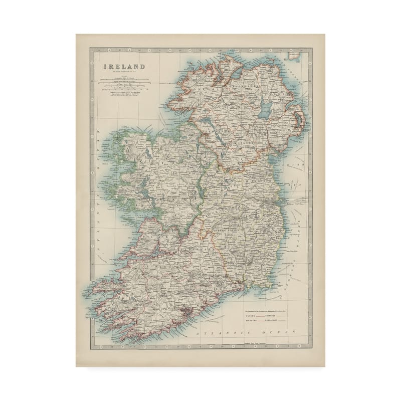 Johnston 'Johnstons Map of Ireland' Canvas Art