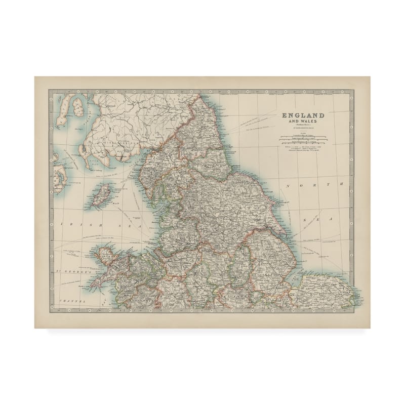 Johnston 'johnstons Map Of England And Wales' Canvas Art - On Sale 