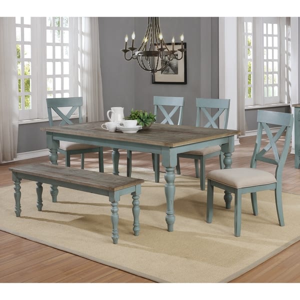 Prato Weathered Blue 6 Piece Dining Set Overstock 27192171