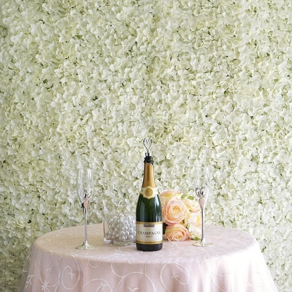 Enova Home 33 Sq ft. | 12 Panels Cream Hydrangea Flower Wall Panel For Wedding Party Event