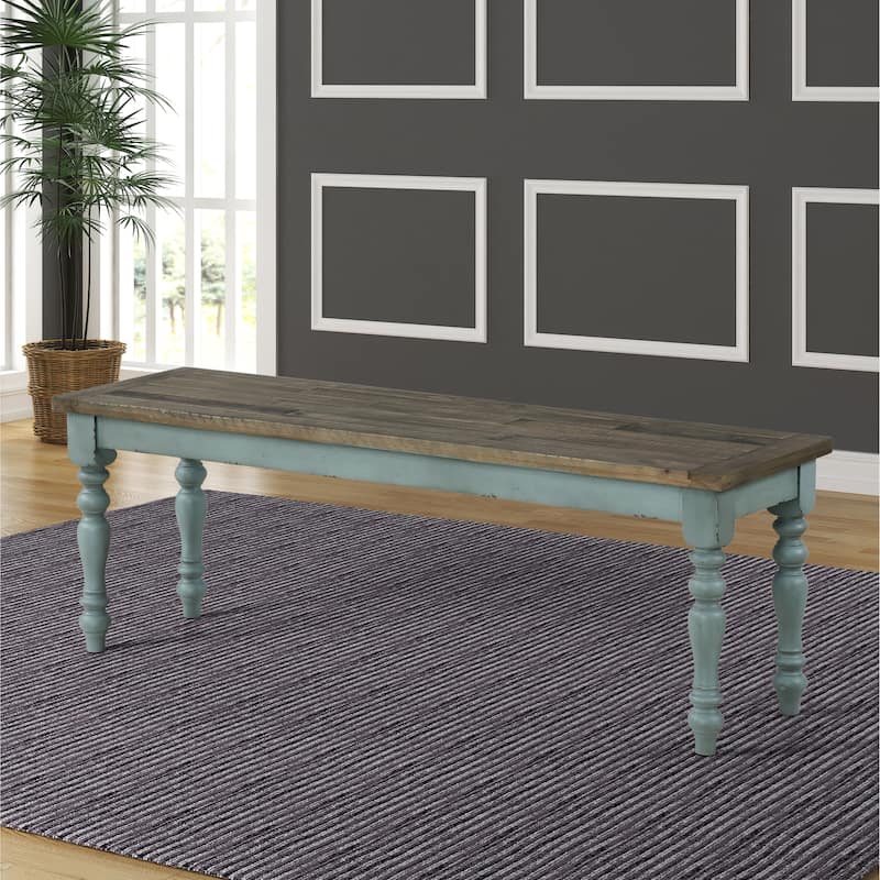 Roundhill Furniture Prato Two-Tone Wood Dining Bench