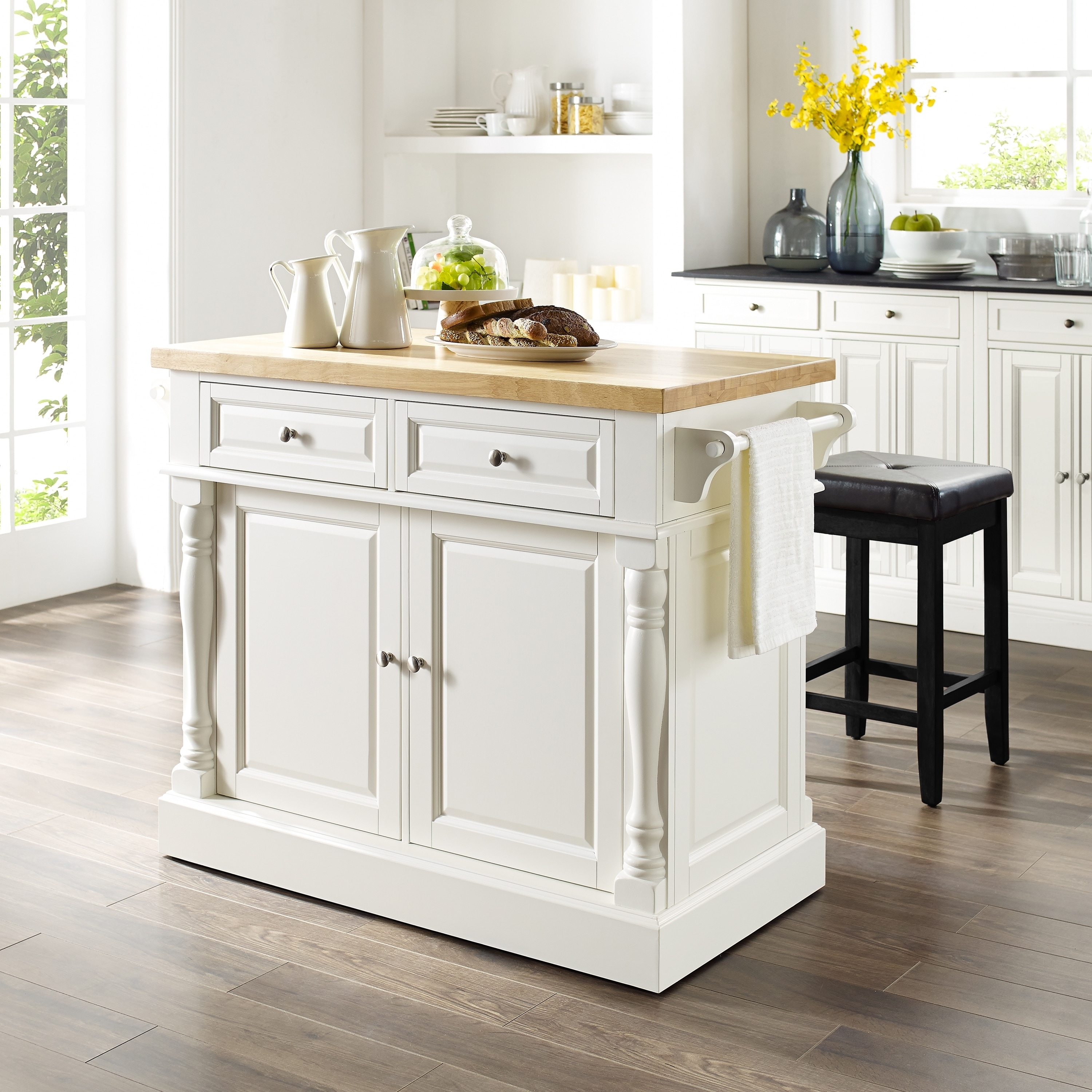 butcher block kitchen island with seating