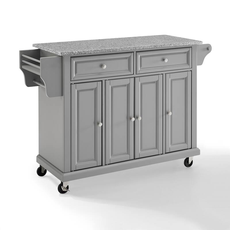 Crosley Solid Granite Top Kitchen Cart/Island In Vintage Grey - 51.5 "W x 18 "D x 34 "H