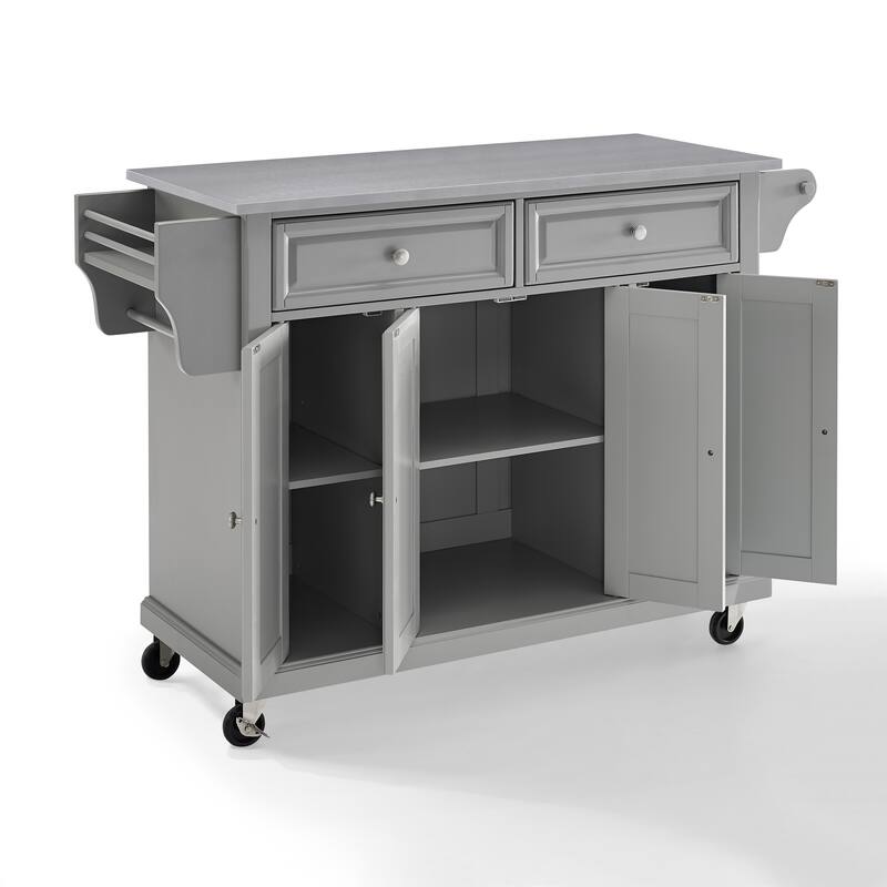 Crosley Stainless Steel Top Kitchen Cart/Island In Vintage Grey - 51.5 "W x 18 "D x 34 "H