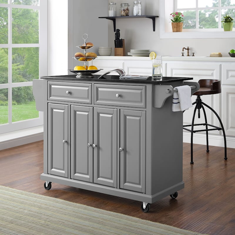Crosley Solid Black Granite Top Kitchen Island - 51.5 "W x 18 "D x 34 "H