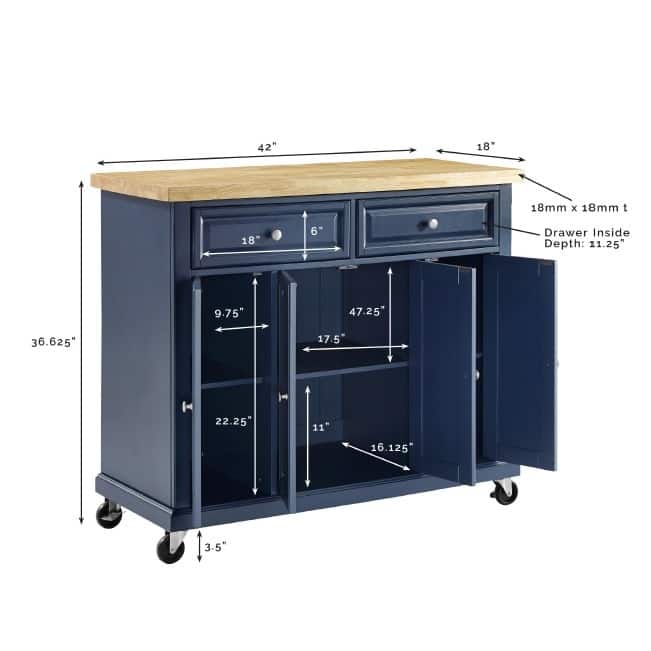 Crosley Madison Kitchen Cart - 42 "W x	18 "D x 36.63 "H