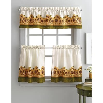 Curtainworks Happy Sunflower Garden Kitchen Tier Set - 36 in. - 3 Pc Set