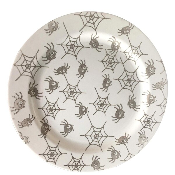 Party Joy 30-Pcs Plastic Dinnerware Set, Halloween Plates, Fun Spider Webs Collection,(30) 10.25" Dinner Plates