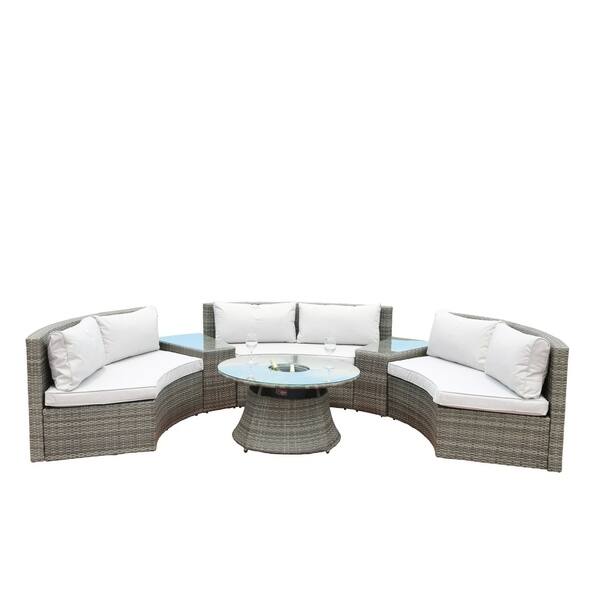 Shop Havenside Home 6 Piece Outdoor Wicker Half Round Sectional