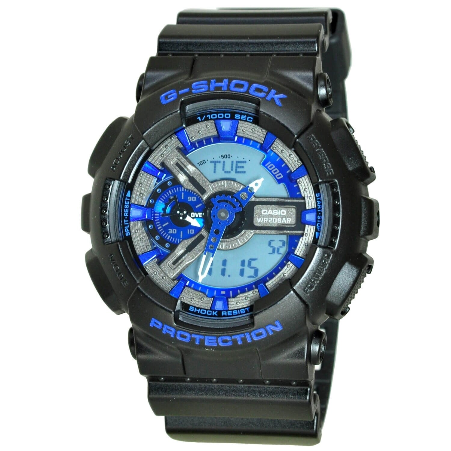 g shock wr20bar black and blue