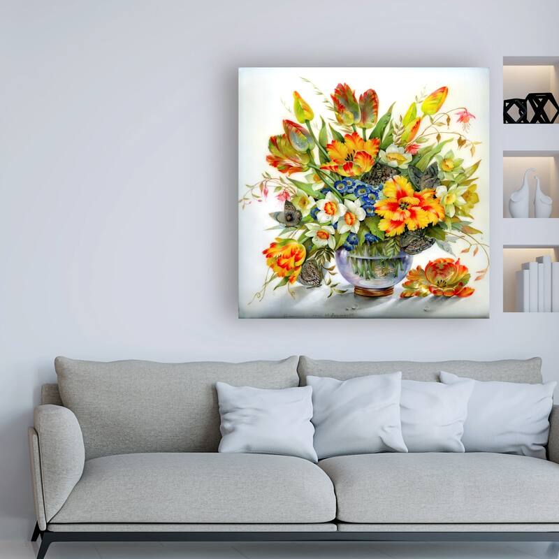 Tania Fedorova 'Red And Yellow Floral Vase' Canva