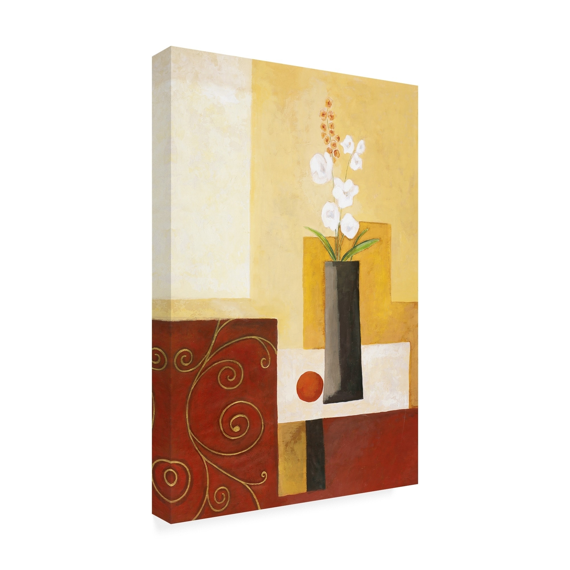 Pablo Esteban 'White Flowers In Black Vase' Canva - Bed Bath & Beyond ...