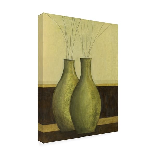 Shop Pablo Esteban Two Vases In Green Canvas Art On Sale