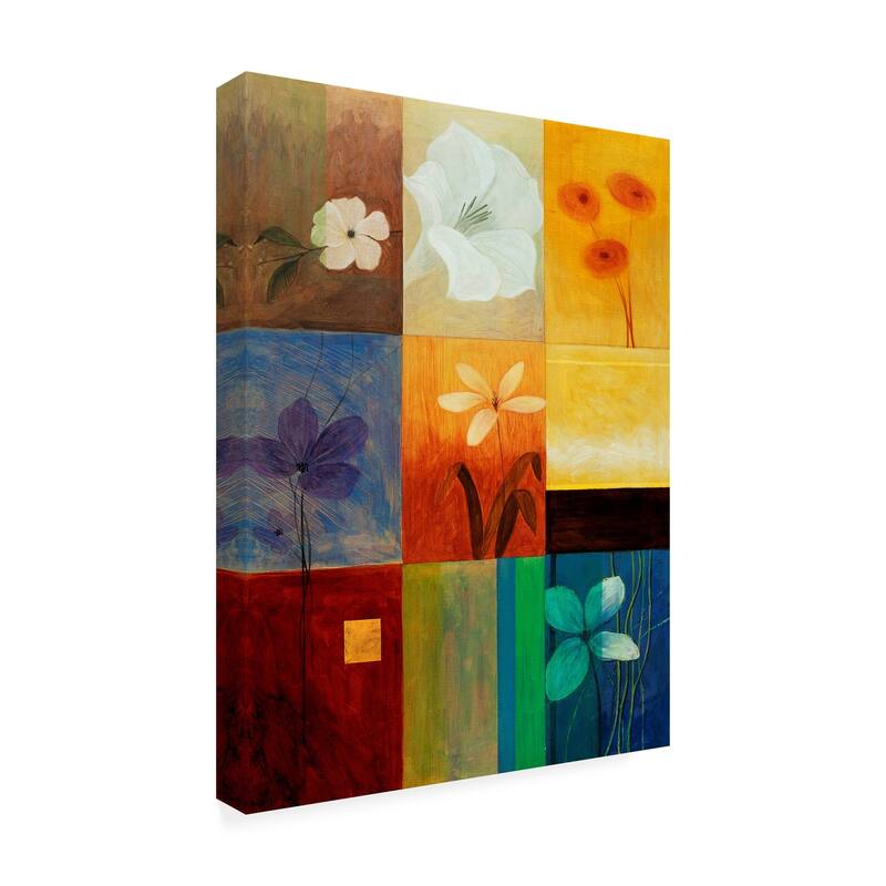 Pablo Esteban 'Floral Collage On Squares' Canvas - On Sale - Bed Bath ...
