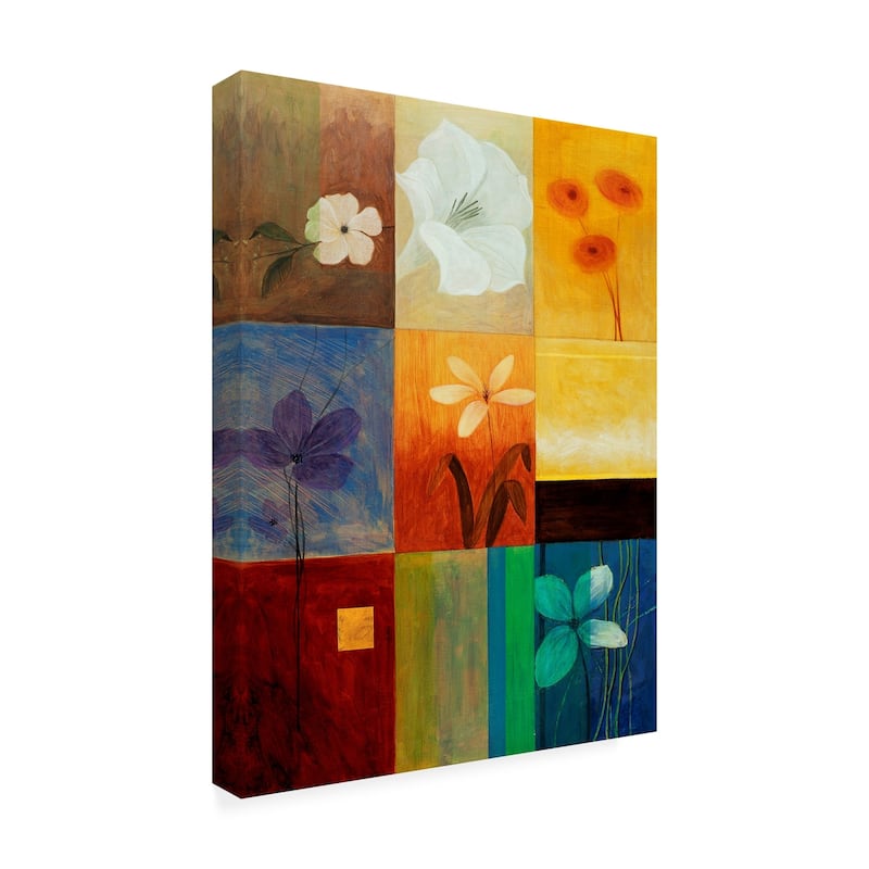 Pablo Esteban 'Floral Collage On Squares' Canvas - On Sale - Bed Bath ...