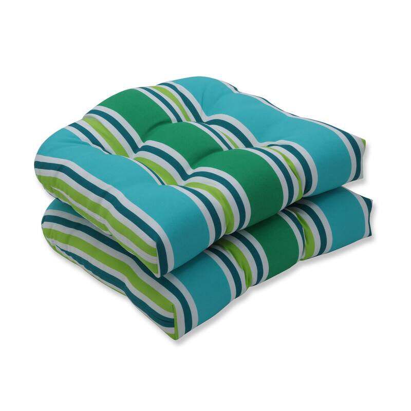 Aruba Stripe Turquoise\Green Wicker Seat Cushion (Set of 2) Bed Bath & Beyond 27201377