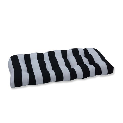 Cabana Stripe Black Wicker Loveseat Cushion