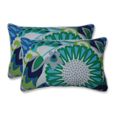 Sophia Turquoise/Green Rectangular Throw Pillow (Set of 2)