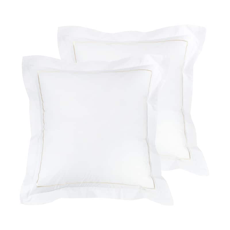 300 Thread Count Cotton Percale Single Marrow Embroidered Sham Cover Set - Ivory
