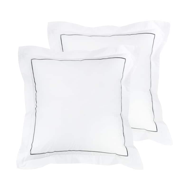 300 Thread Count Cotton Percale Single Marrow Embroidered Sham Cover Set - Charcoal