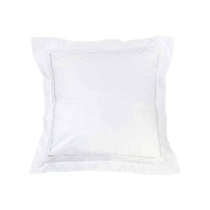 300 Thread Count Cotton Percale Single Marrow Embroidered Sham Cover Set - White