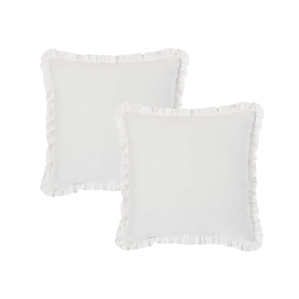 Linen Cotton Ruffle Euro Sham Cover Set