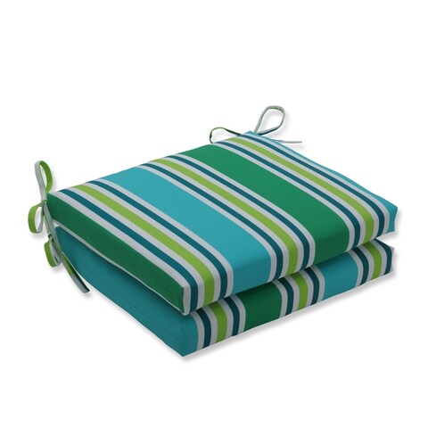 Aruba Stripe Turquoise\Green Squared Corners Seat Cushion (Set of 2)
