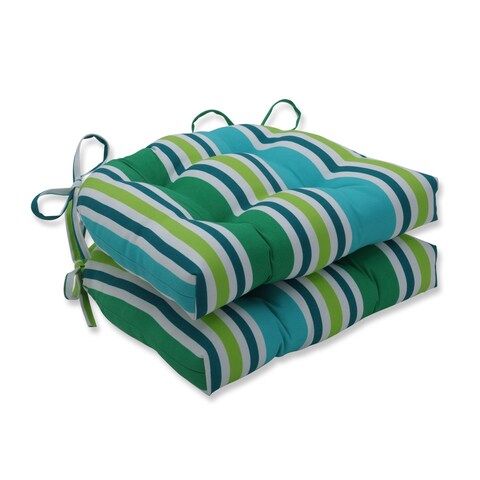 Aruba Stripe Turquoise\Green Reversible Chair Pad (Set of 2)