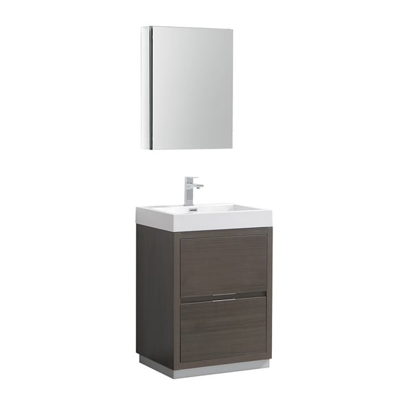 Fresca Valencia 24" Gray Oak Free Standing Modern Bathroom Vanity w/ Medicine Cabinet