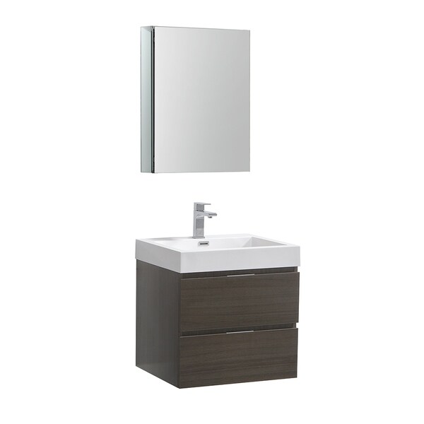 Fresca Valencia 24" Gray Oak Wall Hung Modern Bathroom Vanity w/ Medicine Cabinet